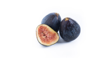 Fresh figs isolated on white background. Copy space