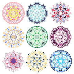 Colorful arabesque patterned design element collection transparent png