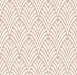 Seamless pattern design. Beige scallop on white.