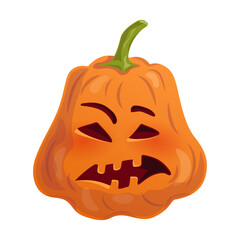 Halloween laughing pumpkin on white background. Vector illustration.