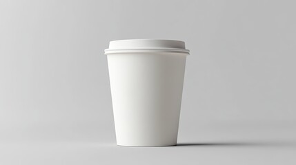 Close up of a paper coffee cup. White paper cup without inscription. Mockup for brand template. Realistic white disposable paper cup for various drinks, fresh juice, coffee, tea. copy space.
