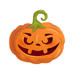 Halloween laughing pumpkin on white background. Vector illustration.