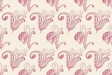 Fototapeta premium Ikat floral vintage design embroidary seamless pattern on background vector illustration.Ikat ethnic oriental embroidery traditional.Indian Ikat pattern Aztec style retro. design for texture,fabric.