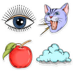 Colorful sticker overlay collection design elements