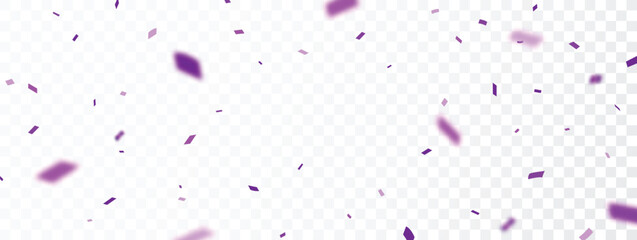 Purple confetti, ribbon banner, isolated on transparent background