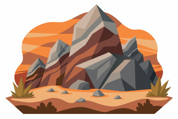 A Rocky Mountain Landscape with a Sunset Background