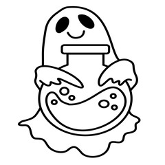hand drawn cute halloween groovy ghost doodle line art