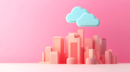 Cloud platform, sustainable tech ecosystem, 3D illustration