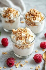 Fresh greek yogurt glass jars