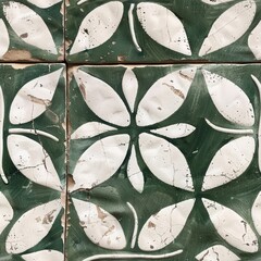 Old tiles with floral patterns and ornaments, seamless pattern