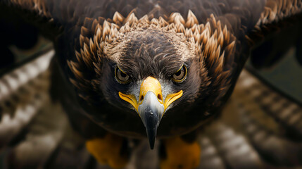 Close up of the eagle eyes in flight