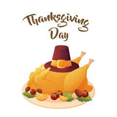 Thanksgiving concept for t-shirt design, greeting card. Vector illustration isolated on white background