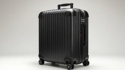Fototapeta premium Black Suitcase with Wheels Isolated on White Background, 3D Rendering
