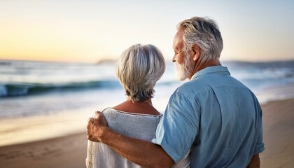 Beautiful happy senior couple dating at the seaside during summertime - Mature married couple