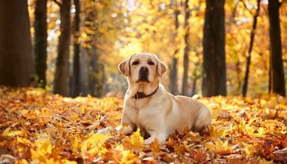 corgi dog in autumn leaves