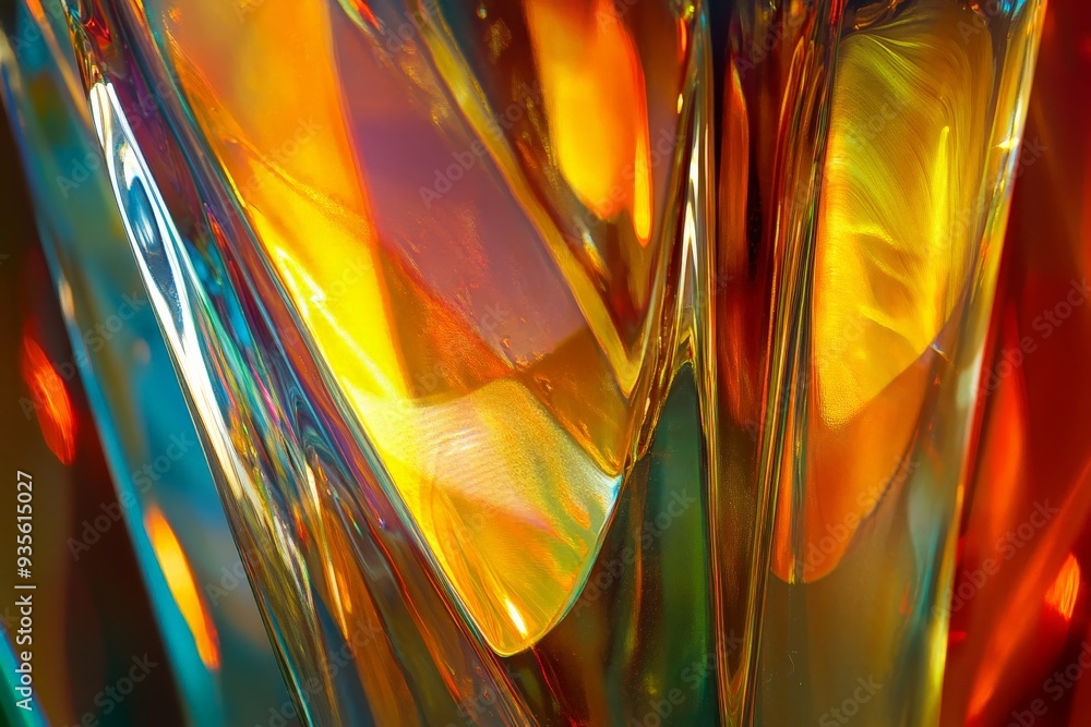 Aufkleber an intricate design of glass facets that glow with warm hues, creating a captivating visual effect t