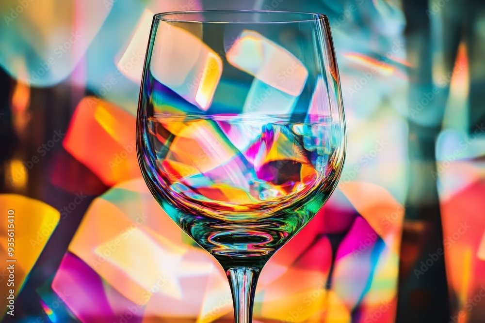 Leinwandbilder a close-up view of a wine glass illuminated with abstract glowing light, creating a stunning display