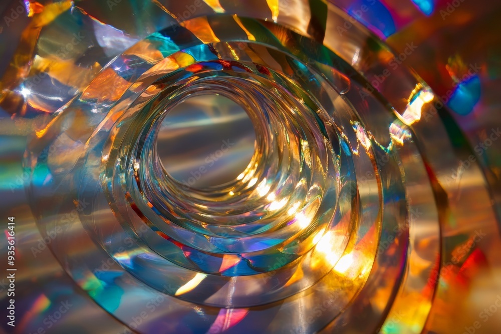 Leinwandbilder A vibrant and colorful vortex of light and reflections, creating an abstract and dynamic visual intrigue that captivates and inspires wonder.