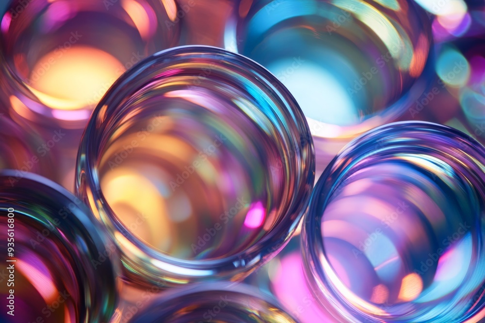 Leinwandbilder This image features colorful abstract circles, illuminated by vivid and diverse light colors, creating a visually captivating and dynamic scene rich in hues and reflections.