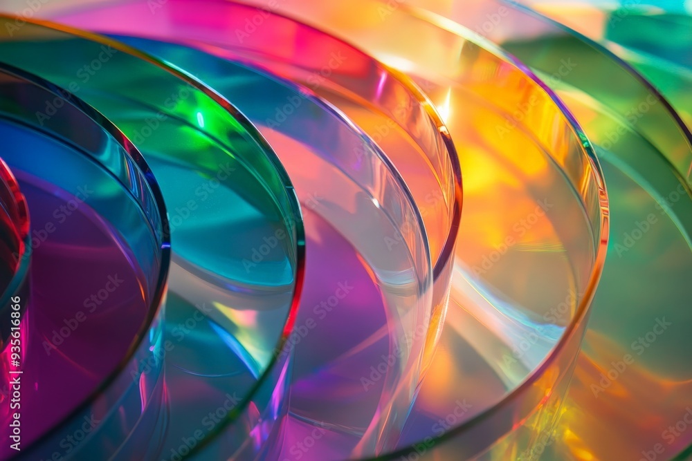 Aufkleber colorful and abstract light rings form vibrant arcs, casting a dazzling display of hues and reflecti