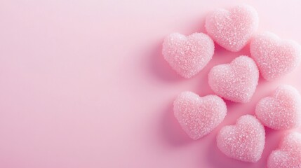 Obraz premium Pink Heart Shaped Candies on Pink Background