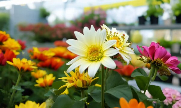 Vibrant Flower Arrangement at a Garden Center