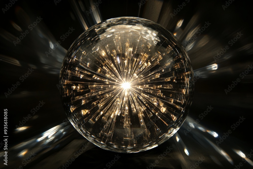 Leinwandbilder a brilliant glass sphere radiating an incandescent light burst, creating a stunning pattern of light