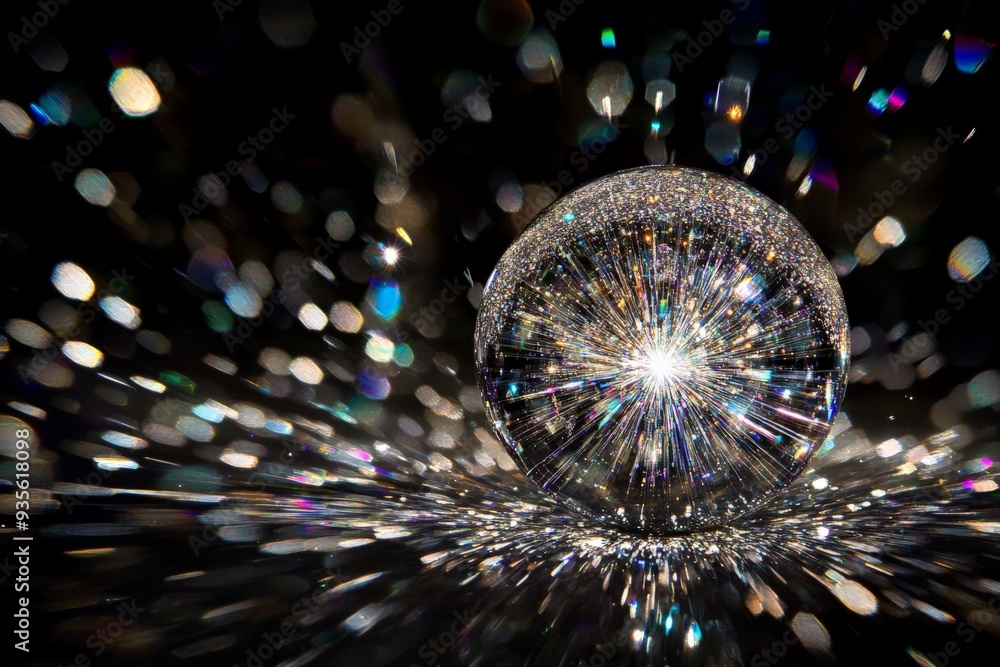Aufkleber a dazzling sphere emitting a sparkling burst of light, scattering luminous particles in all directio