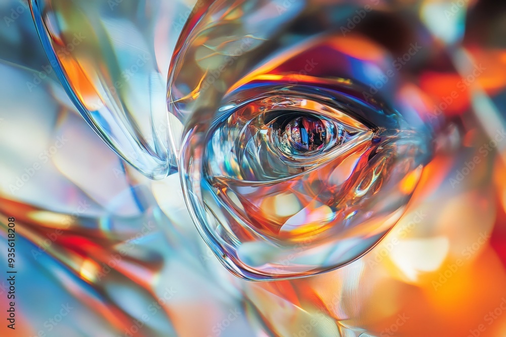 Poster this image captures abstract glass shapes with brilliant colors and dazzling light effects, creating