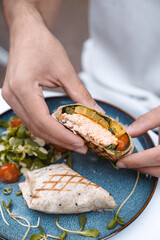 food, bread, eating, sandwich, meal, hand, chef, plate, burger, hamburger, breakfast, cooking, hungry, cake, holding, hands, cook, kitchen, dinner, lunch, eat, restaurant, diet, delicious
