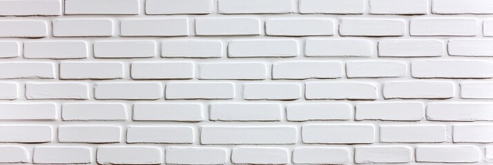 Obraz premium Close-up of a white brick wall. The bricks are arranged in a traditional pattern, with staggered rows. The bricks are smooth and have a slightly textured surface. 