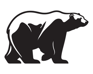 Polar bear silhouettes set, large pack of vector silhouette design, isolated white background ,Grizzly bear or polar bear silhouette flat vector icon for animal wildlife apps and websites