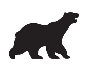 Polar bear silhouettes set, large pack of vector silhouette design, isolated white background ,Grizzly bear or polar bear silhouette flat vector icon for animal wildlife apps and websites