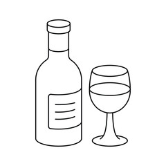 Elegant wine bottle and glass vector design, dining, celebration icon