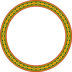 Vector colored round Egyptian ornament. Circle, frame, ring of ancient Egypt.Pattern of lotus flowers and sun
