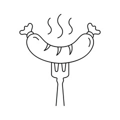 Bbq, picnic, cookout, grilled food on fork vector design