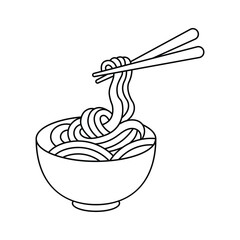 Asian cuisine, comfort food, hot noodles in bowl vector design