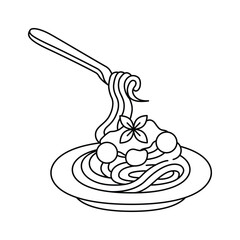 Italian food, dinner, plate of spaghetti vector design in modern style