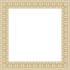 Vector golden arabic national square ornament.  Ethnic rectangle, frame of eastern peoples. Persian painting