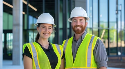 The smiling construction workers