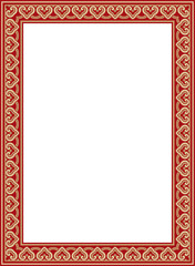 Vector golden with red Chinese rectangle, frame. Square ornaments of oriental peoples, korea, taiwan, china, hong kong, indonesi