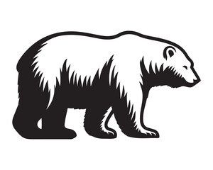 Polar bear silhouettes set, large pack of vector silhouette design, isolated white background ,Grizzly bear or polar bear silhouette flat vector icon for animal wildlife apps and websites