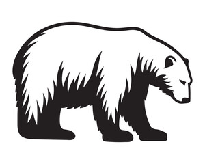 Polar bear silhouettes set, large pack of vector silhouette design, isolated white background ,Grizzly bear or polar bear silhouette flat vector icon for animal wildlife apps and websites