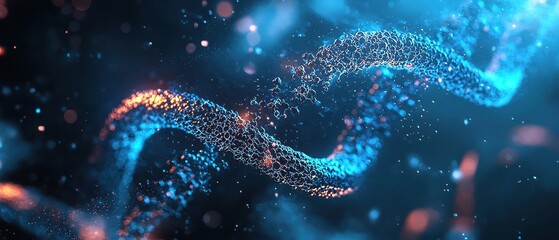 DNA strand on scientific background.