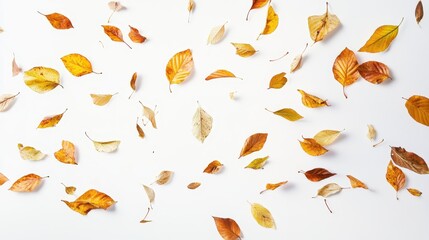 Obraz premium Collection of autumn leaves in various shades of yellow and orange