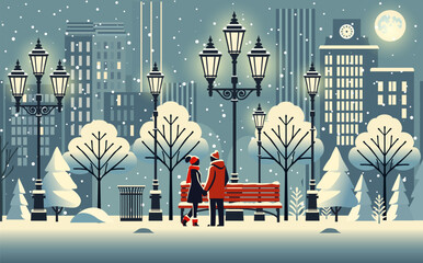 Winter Romance in the City Park