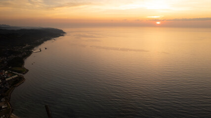湖陵の海と夕日