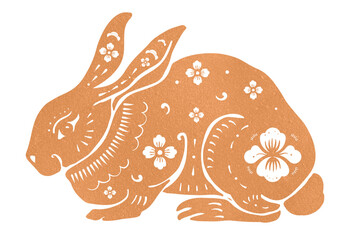 Floral rabbit png sticker, Chinese zodiac animal illustration, transparent background