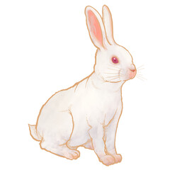 White rabbit png sticker, Easter celebration animal illustration, transparent background