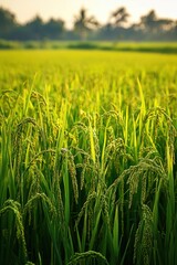 Obraz premium rice field from drone perspective 